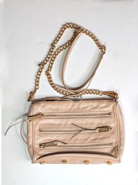 Rebecca Minkoff gold and cream crossbody purse